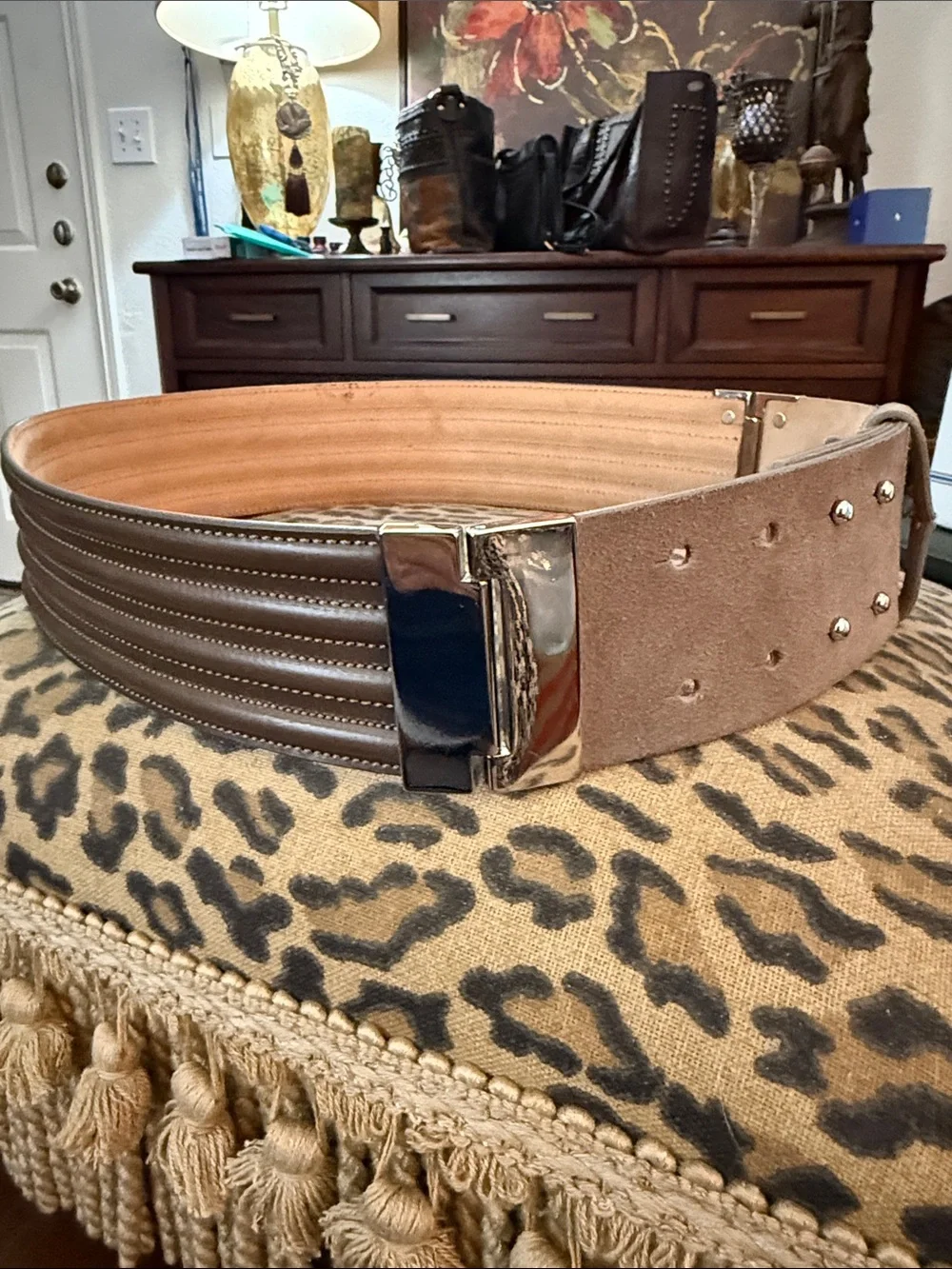 Wide Leather Belt - Lafayette 148. Size Medium